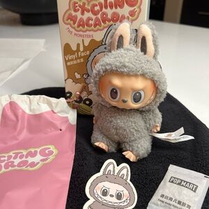 Exciting Macaron Bunny Plush Vinyl Face Figure - Sesame/Gray